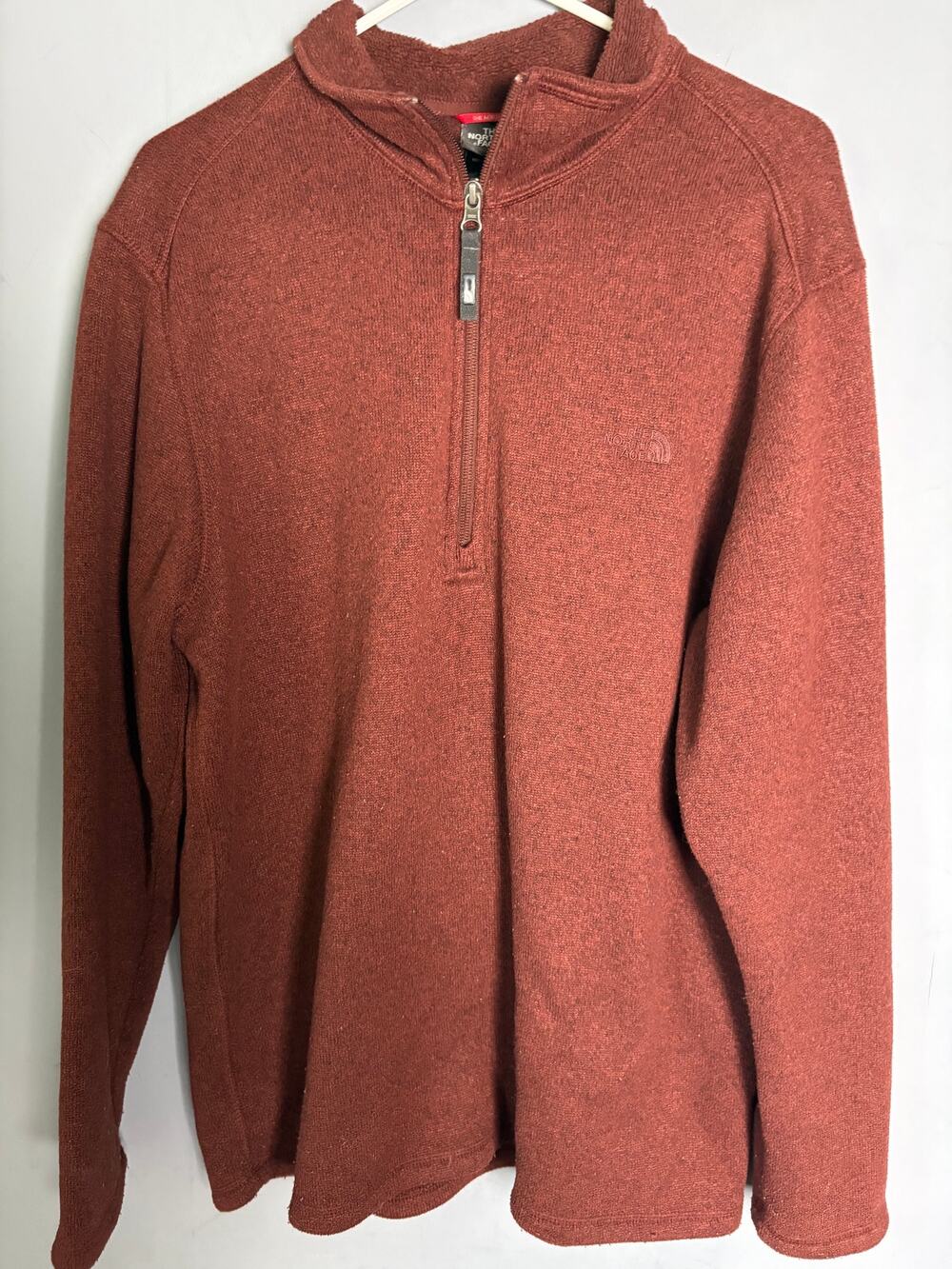 The North Face Quarter Zip Fleece Sweater Size L Rust Brown